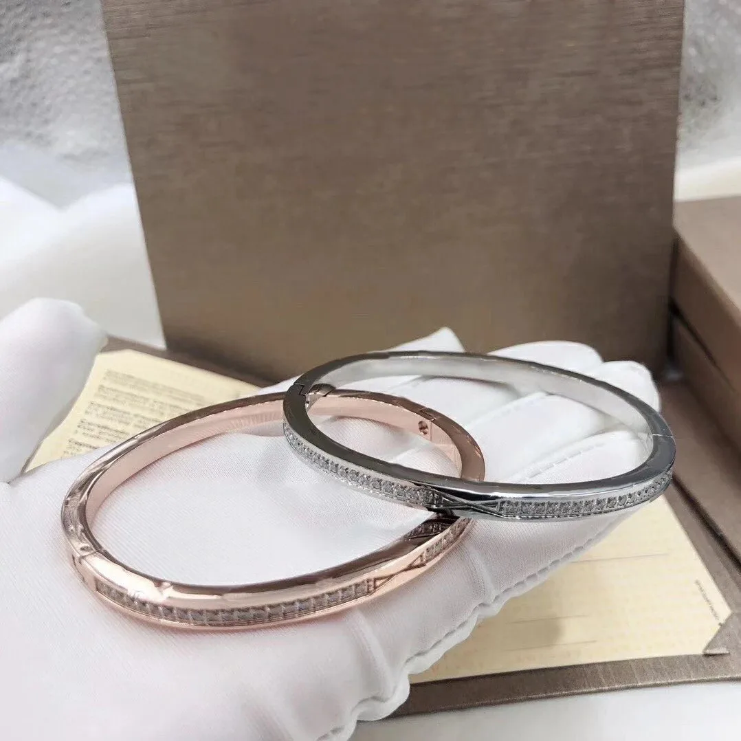 

S925 pure silver bangle bracelet with zero brand luxury drill all original luxury jewelry for women with logo