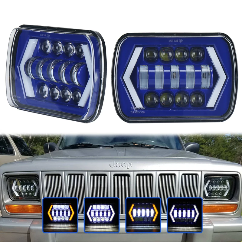 

6x7 Square Led Headlight for Jeep XJ 55W Led Driving Head lamp for Toyota Offroad Trucks SUV 4WD 2Pcs