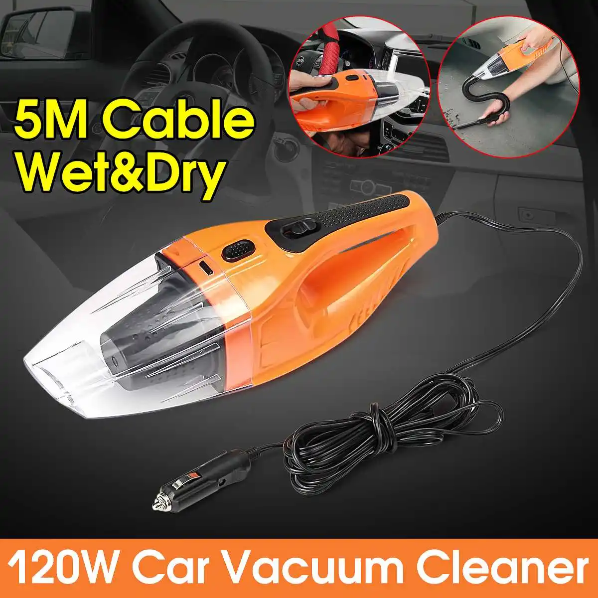 

AUDEW 120W 4000pa Handheld Car Vacuum Cleaner HEPA Filter Mini Portable Rechargeable 2 In 1 Wet Dry Auto Vaccum Cleaner Blower