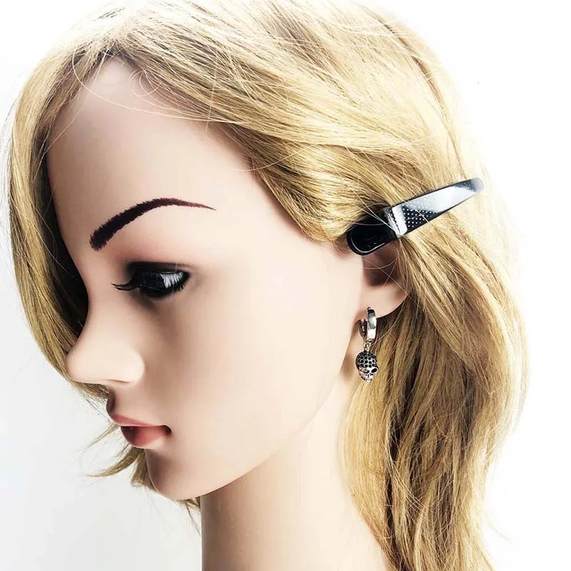 Серьги-кольца с застежкой в виде черепа из серебра 925 пробы фианитами | Украшения