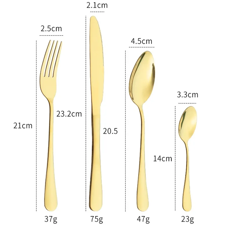

24pcs Gold Dinnerware Set Knife Fork Spoon Chopsticks Luxury Cutlery Sets Stainless Steel Tableware Set Gift Box Flatware