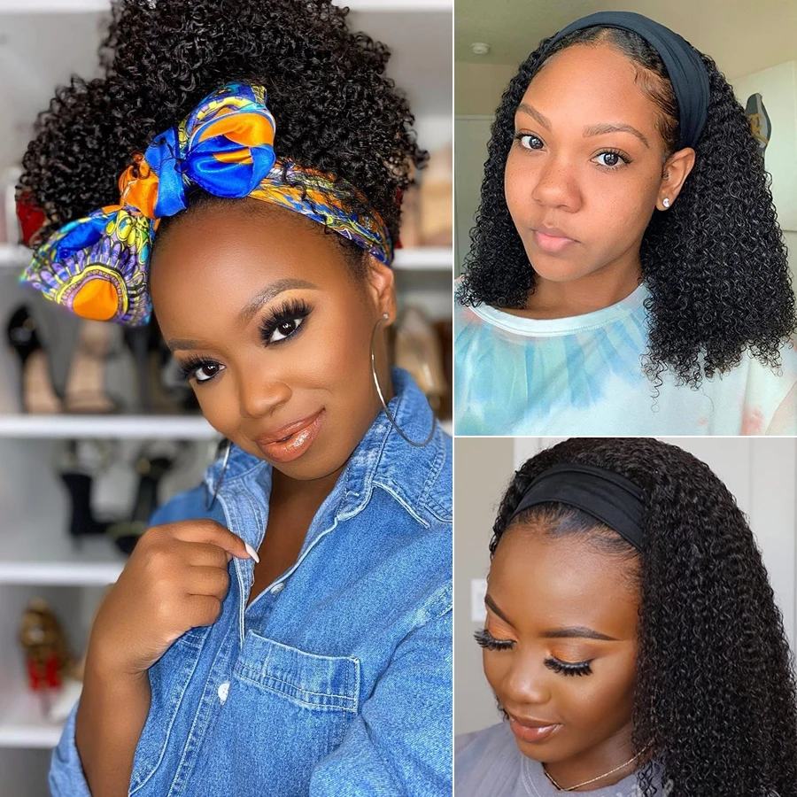 Парик из парик с головной повязкой натуральных кудрявых волос Mslynn бразильский