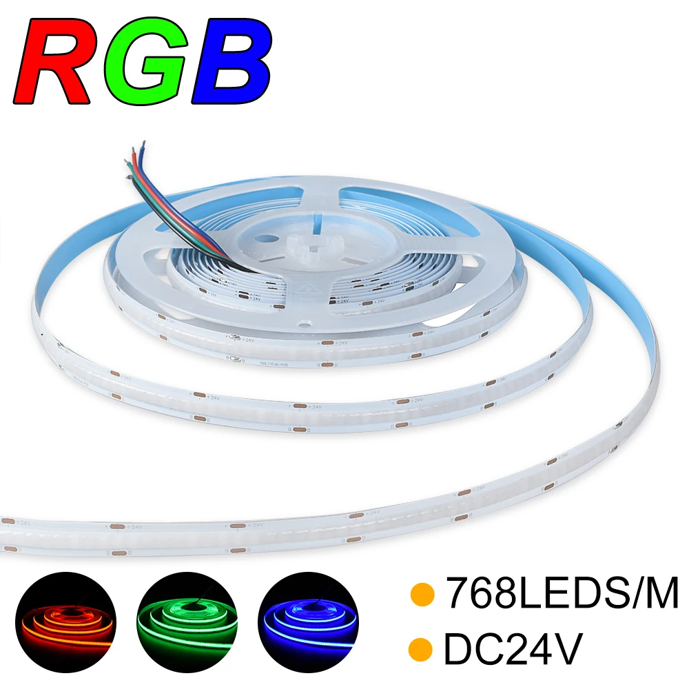 

768leds/m DC24V IP20 14W/M RGB COB LED Strip non-waterproof