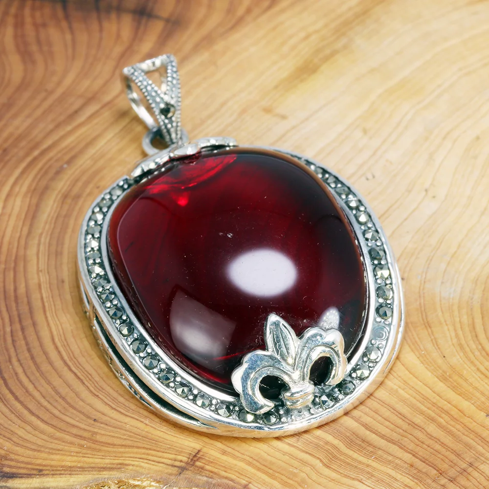 Женский кулон из серебра 925 пробы с гранатами|Подвески| |