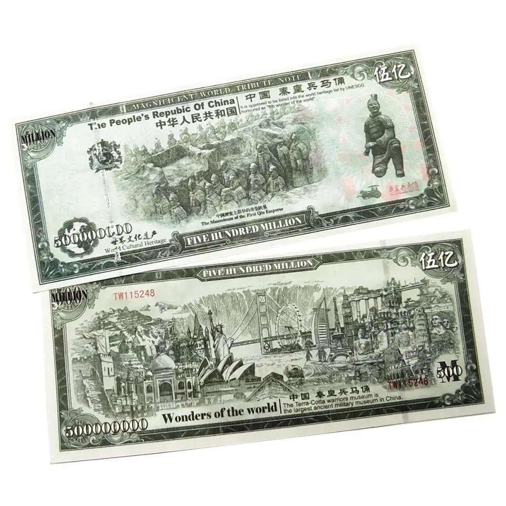 Китайские награды терракотовые воины 500 миллиона бумажных банкнот а не валюты
