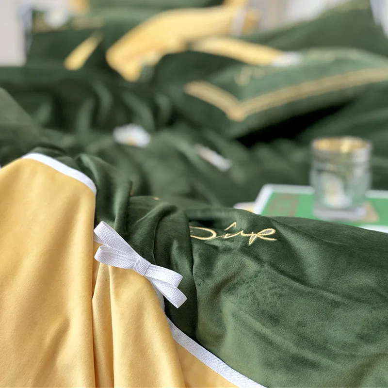 Бархатный осенне-зимний теплый комплект постельного белья 4 шт. фланелевый