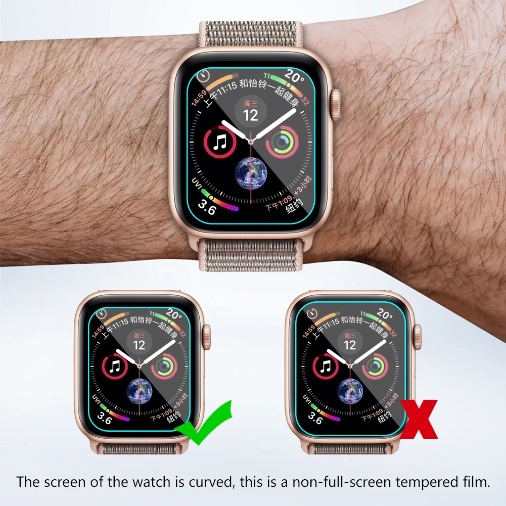Защитная пленка для экрана для iWatch 4, прозрачное закаленное стекло, взрывозащищенный жесткий защитный экран для apple Smart Watch