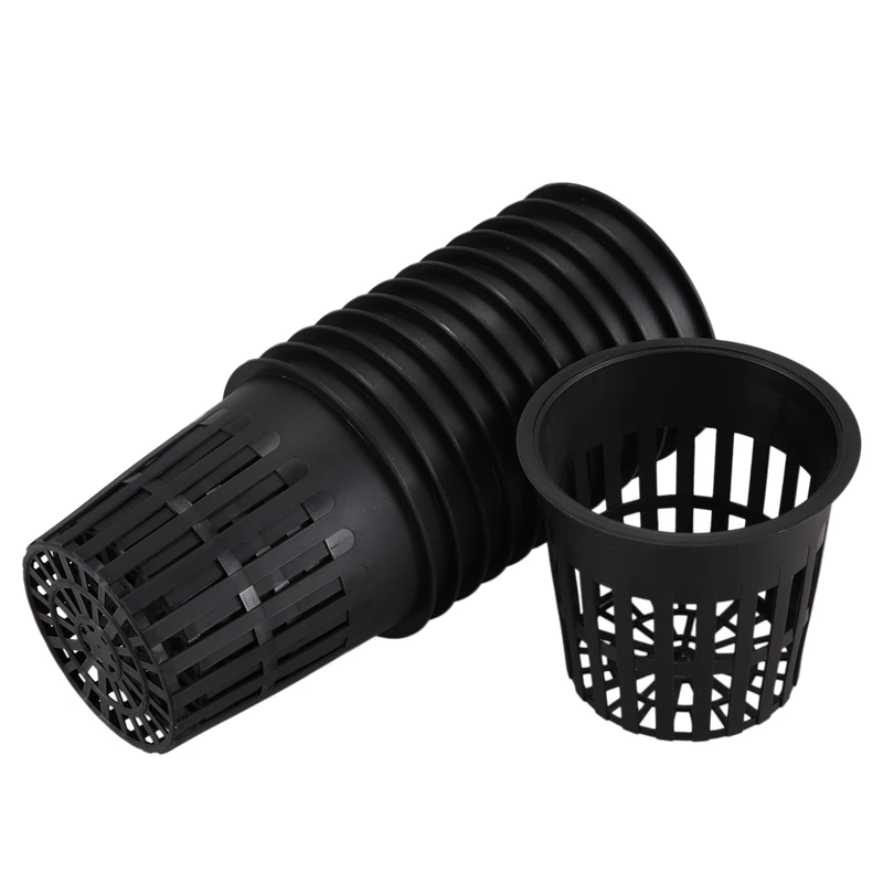 25 Packs of 4 Inch Garden Net Cup Pots Plastic Plant Nursery Slotted Mesh Round Pot Bucket Baskets (Black) | Дом и сад