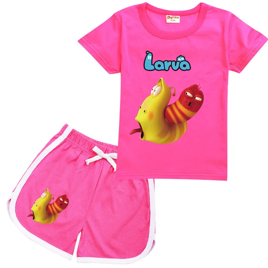 

Children Causal Outfits Kids Larva T Shirt Baby Boys Short Sleeve T-shirt + Shorts 2pcs Sets Toddler Girls Leisure Sports Wear