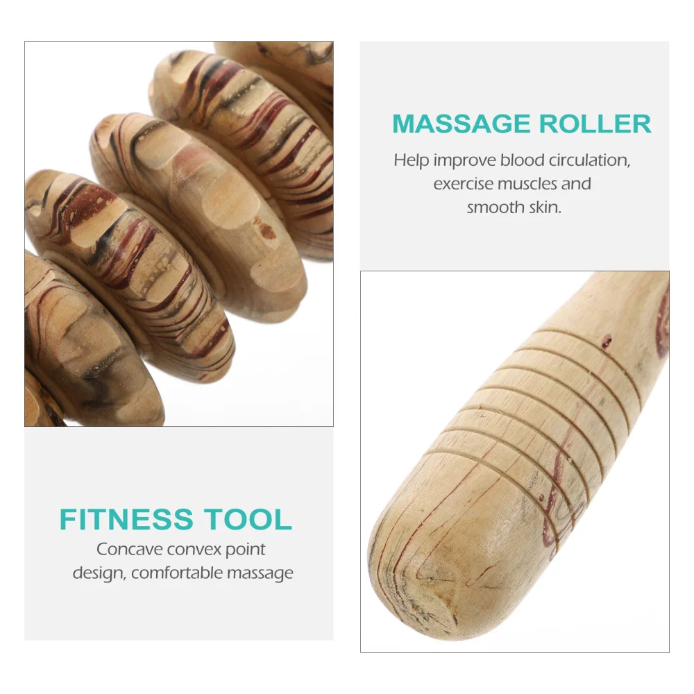 

1Pc Wooden Back Massager Portable Manual Roller Belly Massager Tool