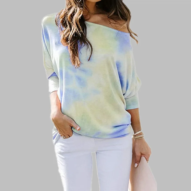 

2020 Autumn and Winter new women's tie-dyed round neck loose casual long-sleeved Sweatshirts top for women wn*