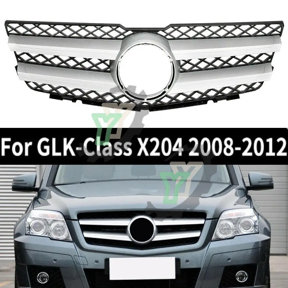 

For Mercedes Benz GLK Class X204 GLK350 2010-2012 racing grille chrome-plated silver high-quality car front upper grille