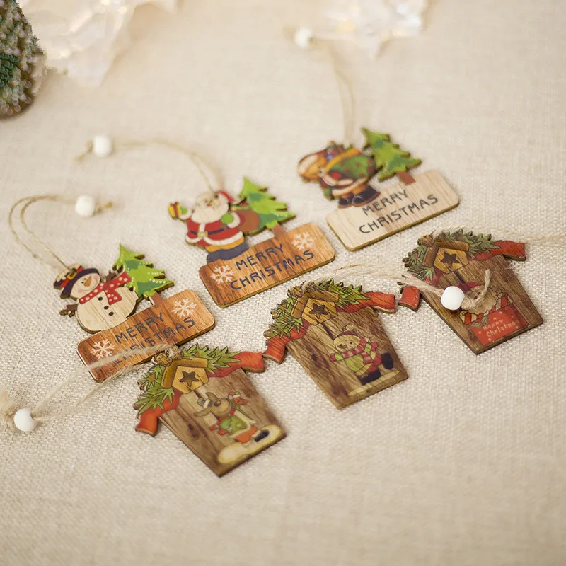 3 шт. оригинальная Стиль напечатанные рождественские деревянные подвески