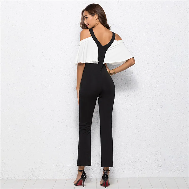

2020 New Retro Print Women Jumpsuits Summer V-Neck Short Sleeve Playsuits Fashion Slim Waist Boot Cut Pant Bodysuits S-XL