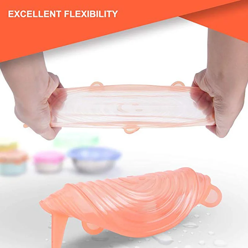 6 шт./компл. многоразовые силиконовые крышки для пищевых продуктов Tapas De Silicona Para