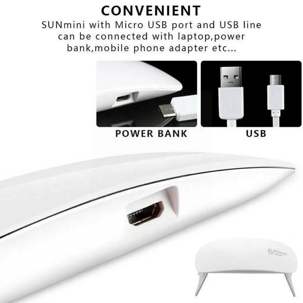 

1PC 6W Nail Dryer Machine UV LED Lamp Portable USB Cable Use Tool For Manicure Manicure Home Apparatus U7T3