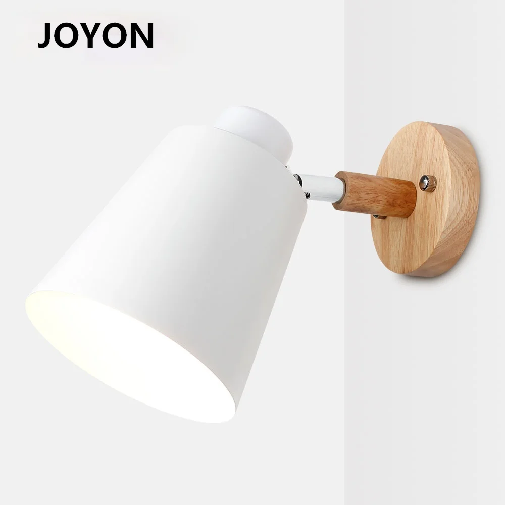 

Wooden Led Wall Light Led Bedside Lamp Wall Sconce Modern Wall Light For Bedroom Nordic Macaroon 6 Color Steering Head E27
