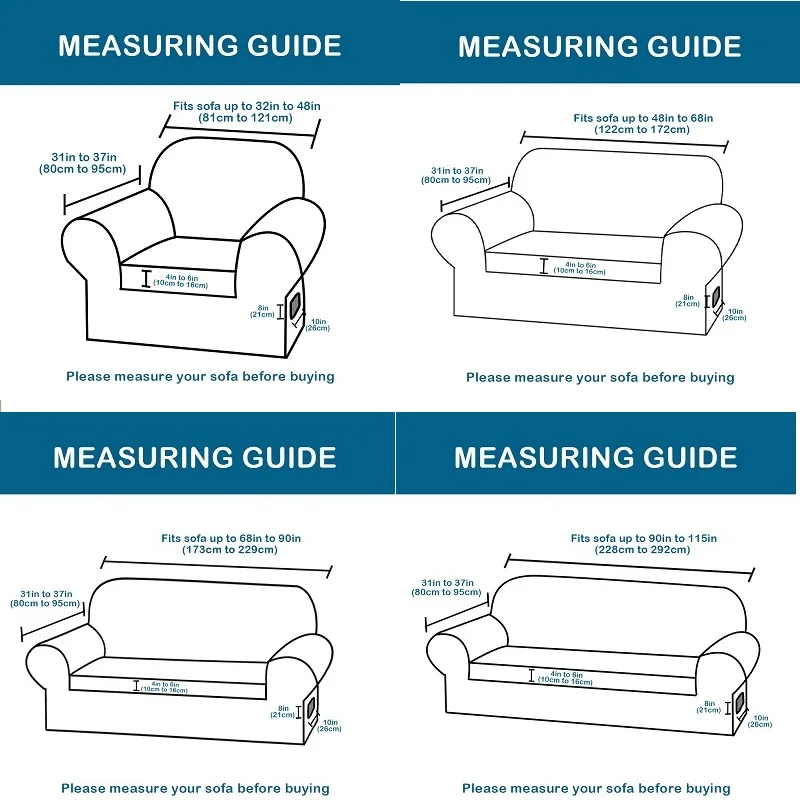 

2pcs Jacquard Stretch Sofa Cover for Living Room Elastic Sofa Slipcover Sectional Couch Cover Furniture Protector