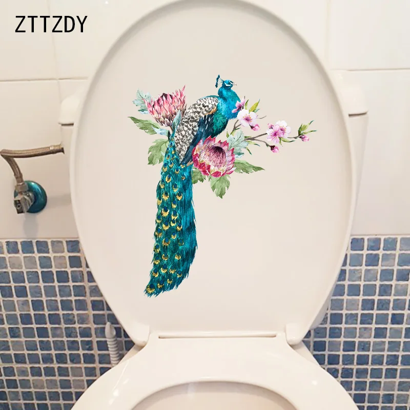 

ZTTZDY 20 × 23,5 см цветок ветви с вышивкой павлина наклейки на стену росписи модные WC Туалет стикер T2-1112
