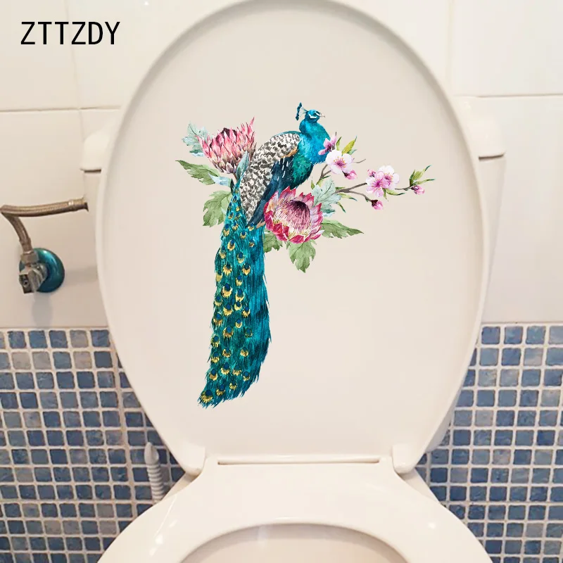 ZTTZDY 20 × 23 5 см цветок ветви с вышивкой павлина наклейки на стену росписи модные WC