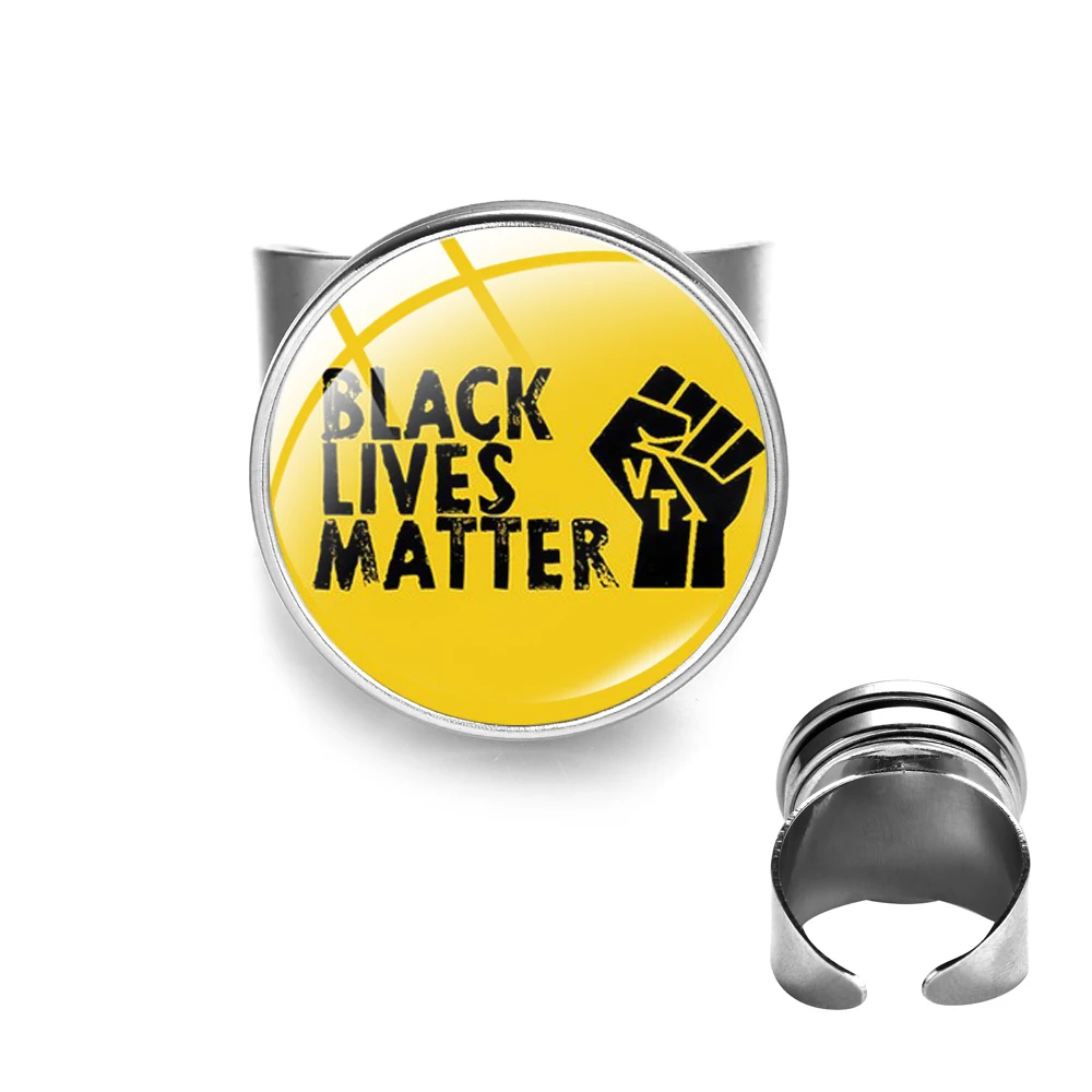 SIAN новейшее черное кольцо Lives Matter I Am Black Excellence Art Открытое стеклянный кабошон
