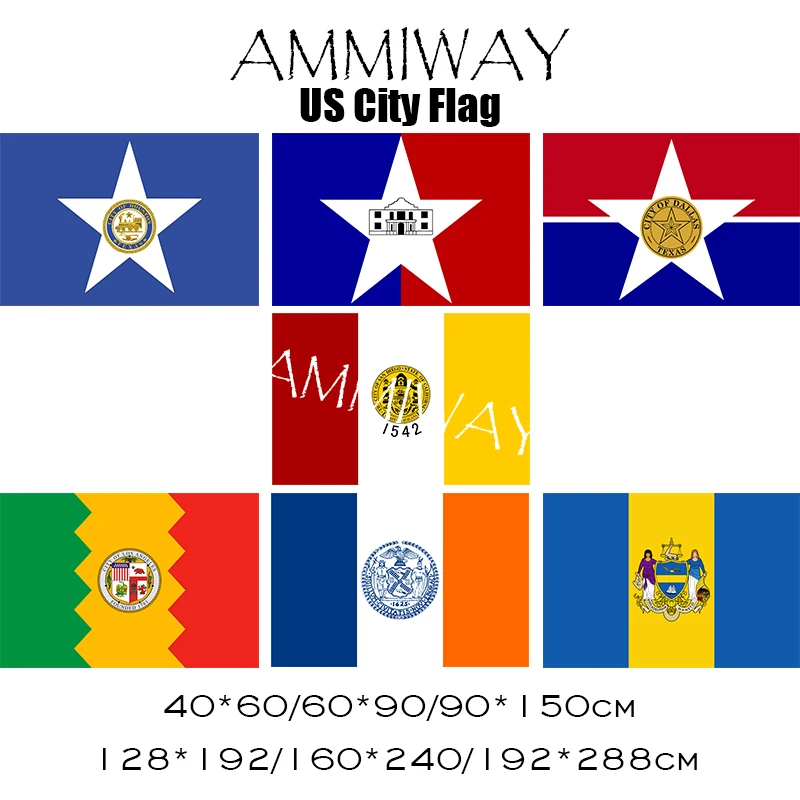 Флаги AMMIWAY США города Хьюстон Сан Antonio Даллас Diego Лос Анджелес Нью Йорк