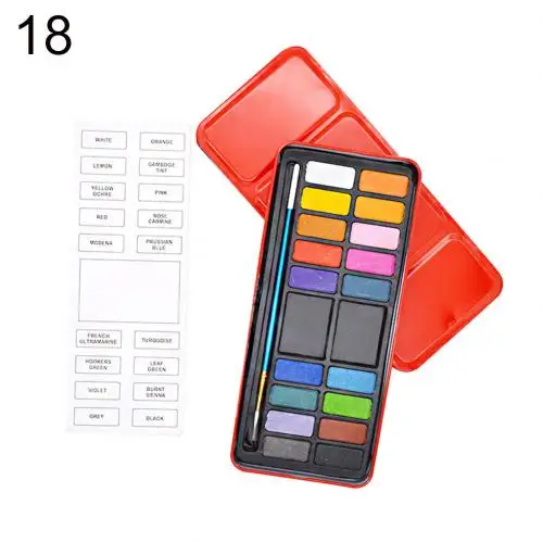 18 Colors 12/18/24 Цвета Портативный однотонные пигментные акварельные краски краска для кисти товары для рукоделия Портативный акварельные краски в наборе для студентов - Цвет: 18 Colors