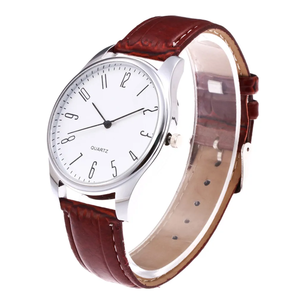 

Mens Watch Quartz Wristwatches Simple Business Fashion Leather Quartz Wrist Watch Free Shipping