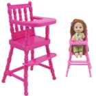 1 комплект, детский высокий стул розового цвета в сборе, мебель для детской комнаты, игрушки для ужина, аксессуары для кукольного домика Барби, игрушка для куклы Келли
