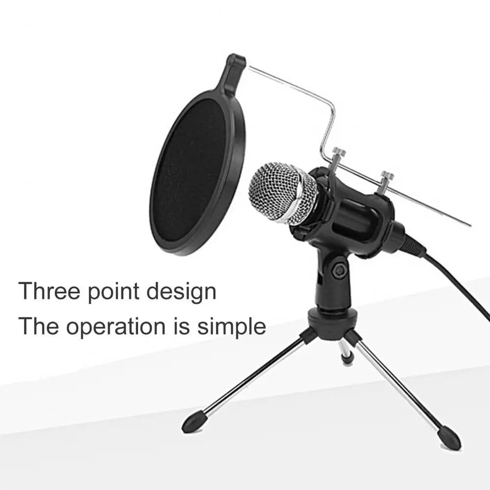 

Condenser Karaoke Microphone Clear Voice Handheld Shock Absorption Plug Play Wired Multifunctional Microphone With Holder