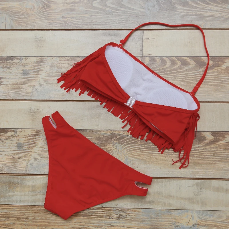 Женский купальный костюм Vs Secret розовое бикини с бахромой женский высокой