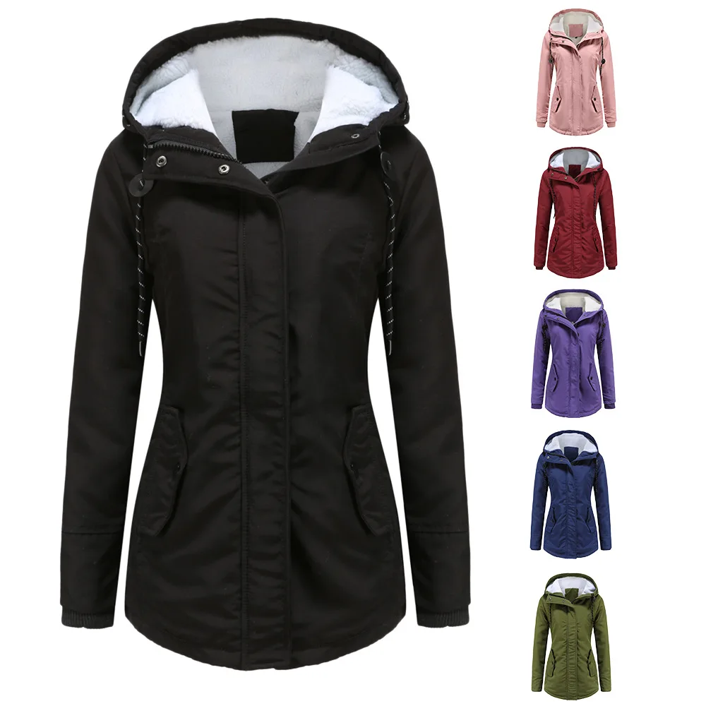 

Autumn and winter new warm cotton-padded clothes women's European code thickened plus velvet cotton-padded jacket women's casual