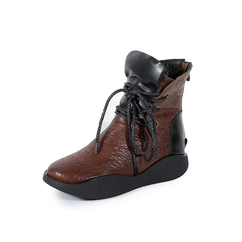 

VALLU leather short boots 2020 women's autumn platform rocking cowhide warm shoes