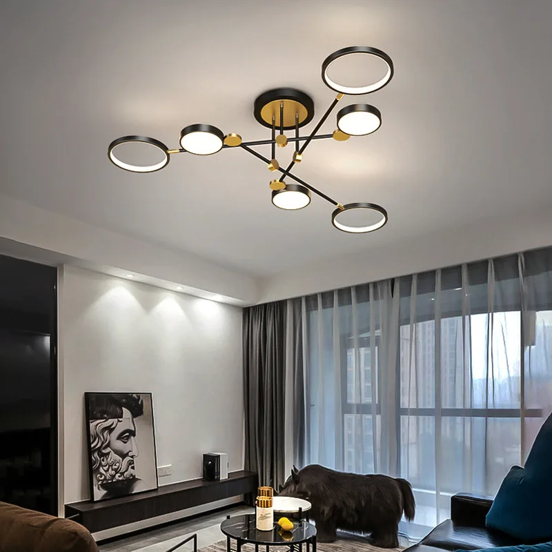 Modern Led Chandelier Ceiling Lamp With Remote Control Dimmable For Living Room Bedroom Dining Kitchen Nordic Hanging Light | Лампы и