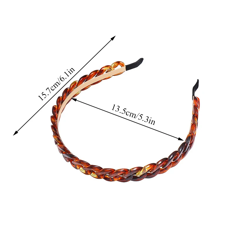 

1pc Korean Retro Brown Beige Transparent Resin Chain Headband Irregular Geometric Twisted Wide Hair Band for Women Accessories