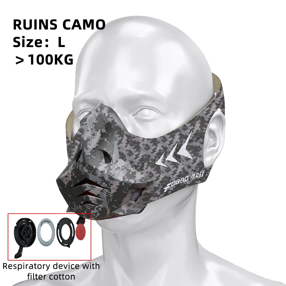 Camouflage L FDBRO Pro маска высокая высота защитный дыхательный тренажер бег Пыленепроницаемая маска кардио воздушный фильтр хлопок тренировочная Спортивная маска - Цвет: Camouflage L