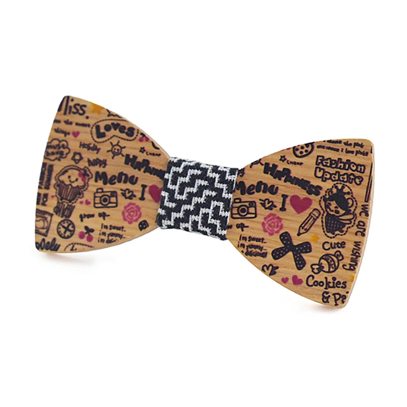 Fashion Apparel Accessories Cartoon Ties Men Boys Wooden Bow ties Kids girls Bowties Butterfly Cravat cutey Wood tie | Аксессуары для