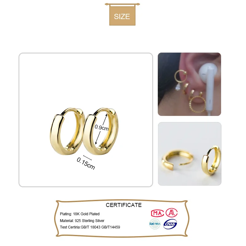 Женские серьги кольца из серебра 925 пробы 9 мм|Серьги-клипсы| |