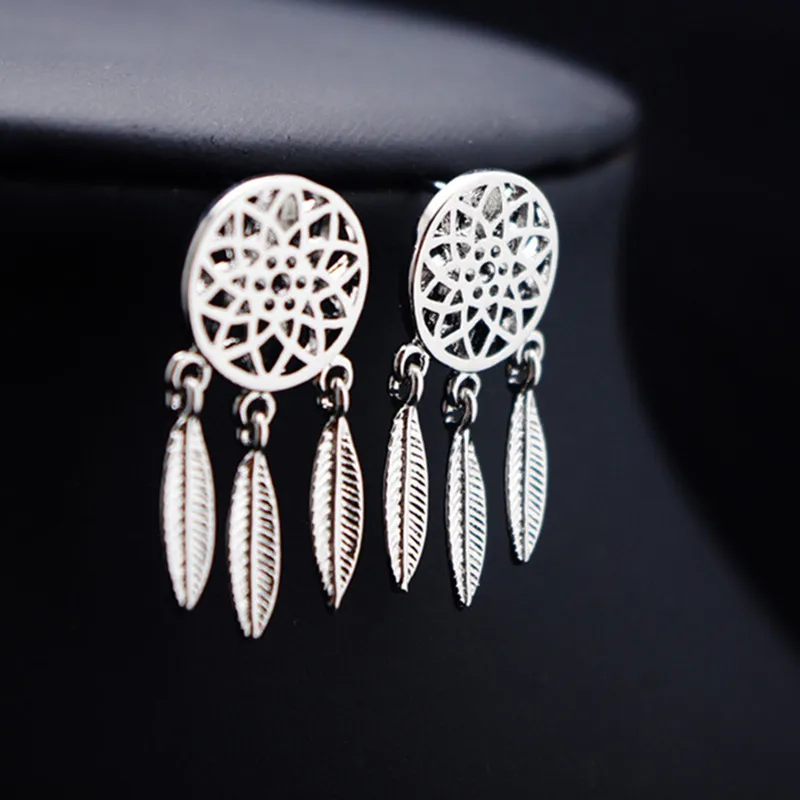 Корейские модные серьги-гвоздики с опалом и перьями полые серьги женское