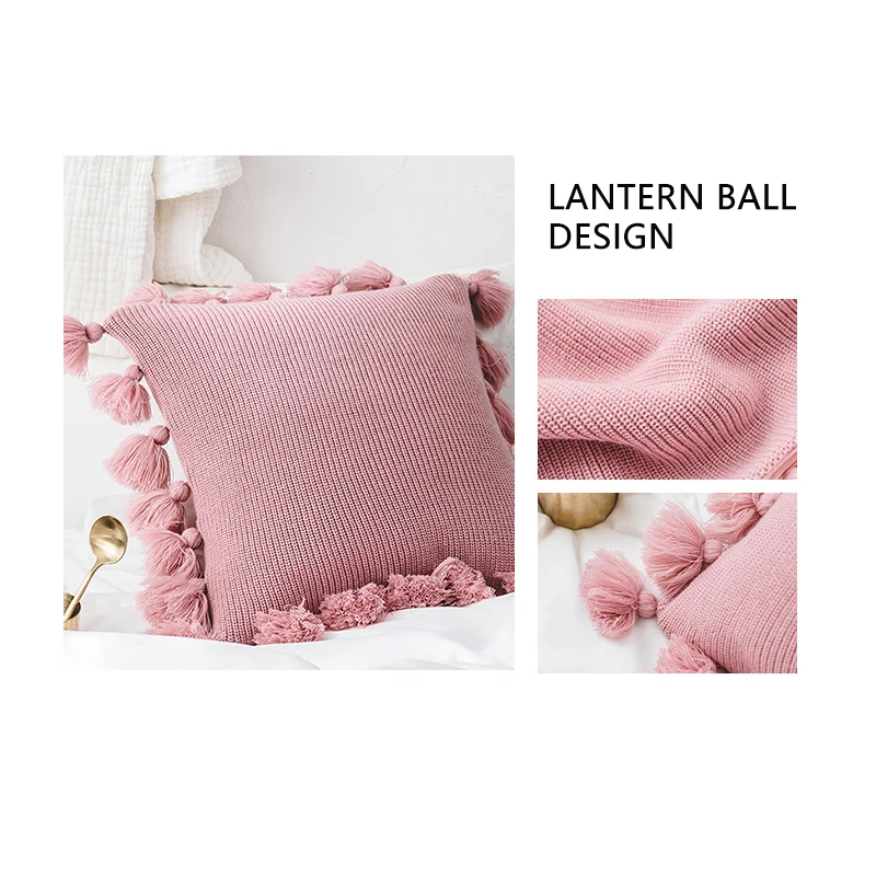 Скандинавские домашние декоративные чехлы на подушку вязаные кисточки фонарь
