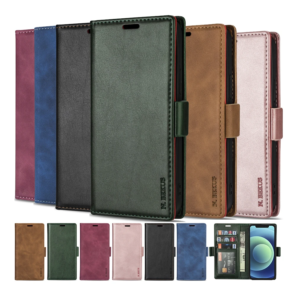 

Leather Flip Wallet Case For Samsung Galaxy S21 Ultra S20 FE S10 Lite S9 S8 S7 S6 Edge Note 8 9 10 Pro 20 S10 5G Etui Cover Bag