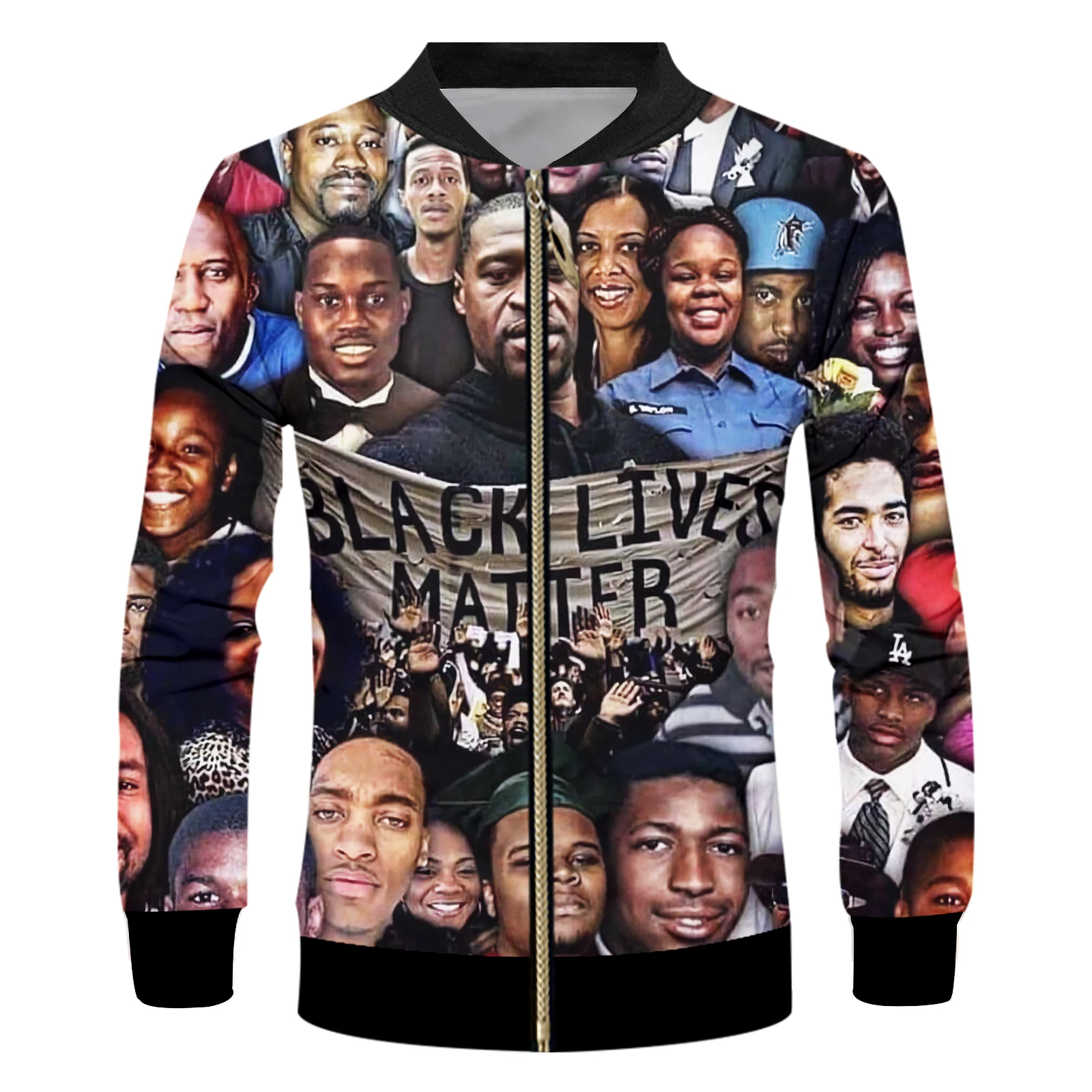 

OGKB American SIZE Black Lives Matter Collage Sublimation 3D Print Men's Casual Zipper Up Jacket Plus Size 4XL 5XL 6XL Wholesale