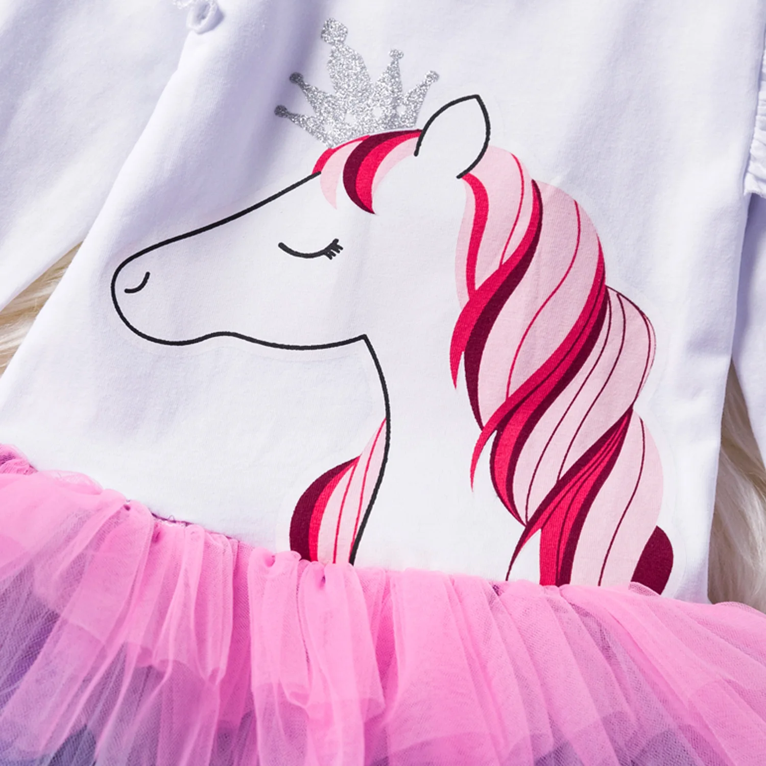 Летняя Новинка платье в Корейском стиле с единорогом сетчатая юбка балетная