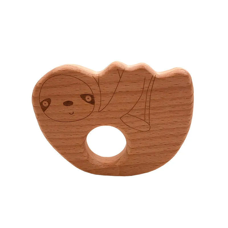1pcs Infant Baby Teether Beech Wood Teethers Animal Shape Wood Baby Toy Teething Accessories Kid Teething Pendant Nursing Holder - Цвет: C822