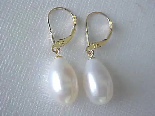 

9.5MM x 11MM AAA GENUINE WHITE PEARL LEVERBACK EARRINGS
