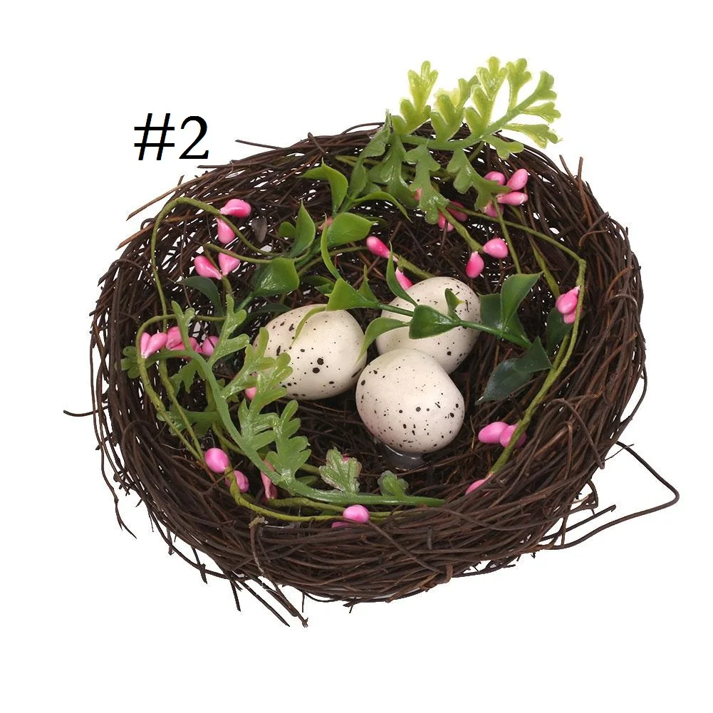 Handmade Boxwood Leaves Rattan Bird's Nest Figurines Miniatures Decoration | Дом и сад