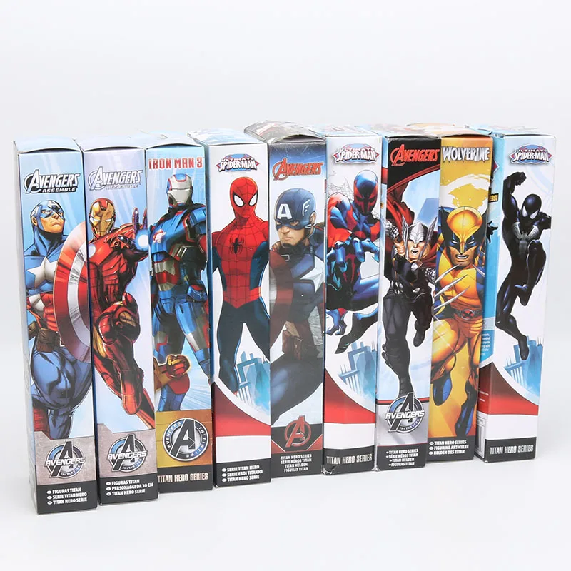 1" 30 см Marvel Мстители черный костюм Человек-паук фигурка игрушка Человек-паук Коллекционная модель игрушки Железный человек Тор