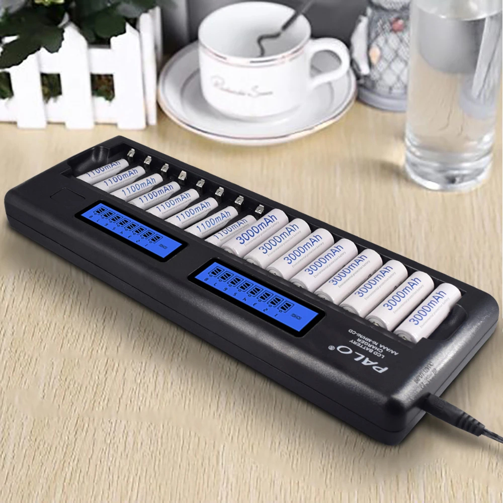 Зарядное устройство 16 слотов ЖК-смарт-зарядное для батарей AA AAA Ni-MH Ni-Cd 1 2 В шт. nimhAA