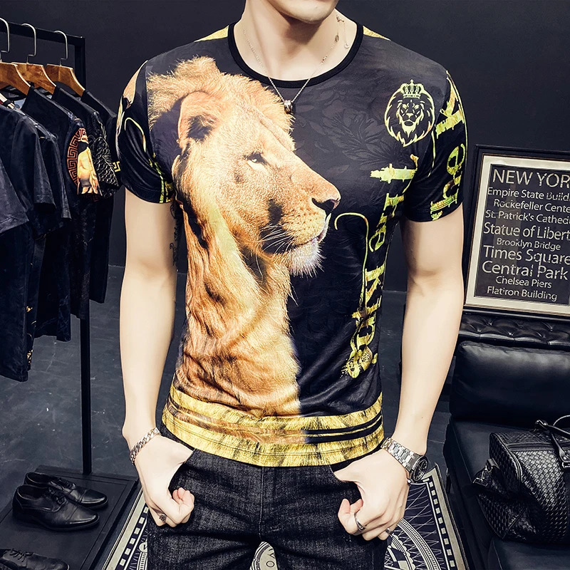 

men t shirt wear han edition cultivate morality man printing web celebrity ice silk short man with short sleeves B333 T1502 P40
