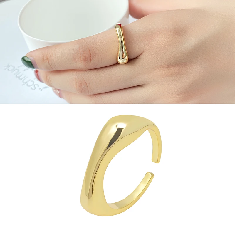 

Viennois Adjustable Open Rings for Women Metal Gold Minimalist Glossy Geometric Finger Rings Fashion Jewelry Lovers Couple Gifts